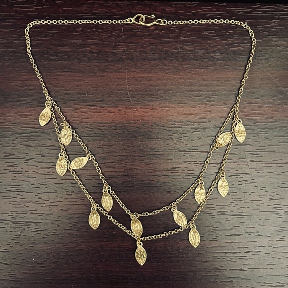 Ralph Lauren Gold Leaf Double Strand Necklace - Picture 3 of 6